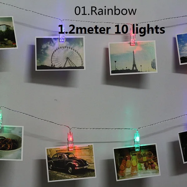 10 lights 10 20 светодиодный 1,5 м 2 м 3 м держатель для фото светодиодный светильник на батарейках Новогоднее свадебное украшение для дома - Цвет: 10 lights