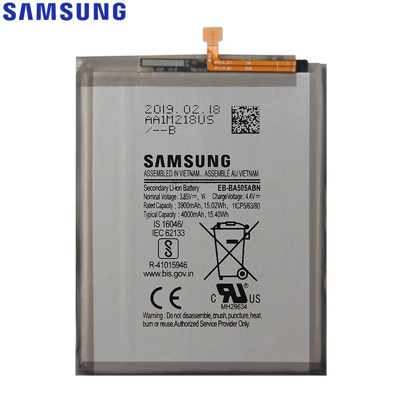 Сменный аккумулятор EB-BA505ABU EB-BA505ABN для samsung Galaxy A50 A505F SM-A505F аккумулятор 4000 мАч