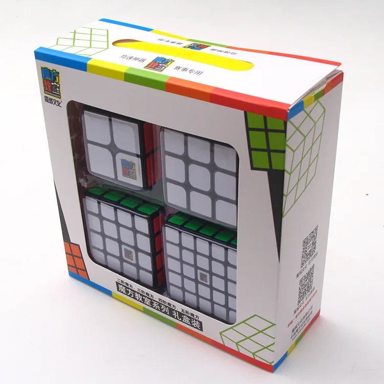 4 шт. черный набор MoYu Mofangjiaoshi 2x2 3x3 4x4 5x5 скоростной куб подарочная упаковка