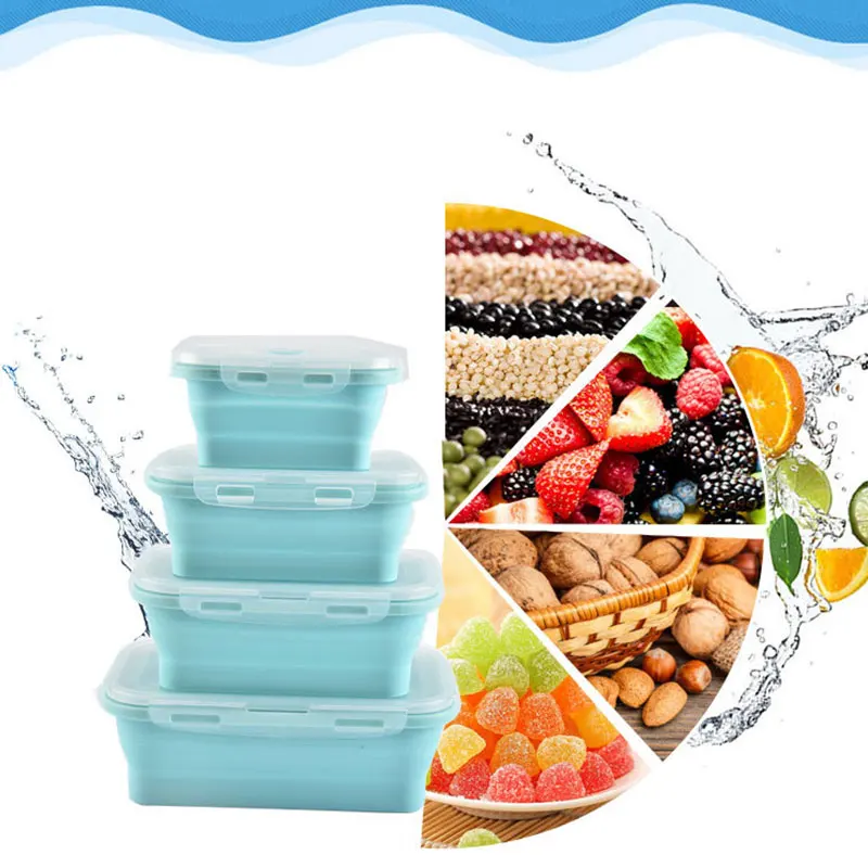 Силиконовая коробка для ланча 4 шт. контейнер еды портативная упаковка обеда