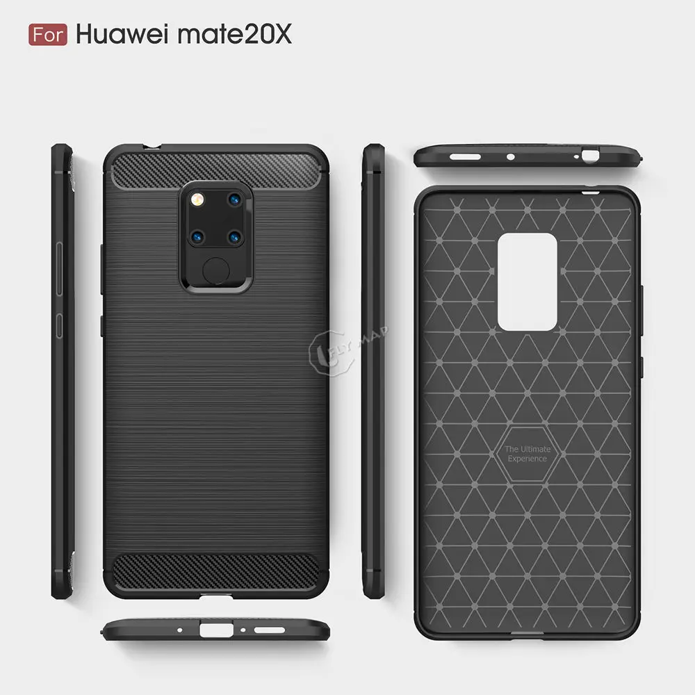 Silicone Soft Case for Huawei Mate 20X EVR-L29 Mate20X TPU Carbon Fibe Phone Cover 20 X EVR L29 AL00 Fitted |
