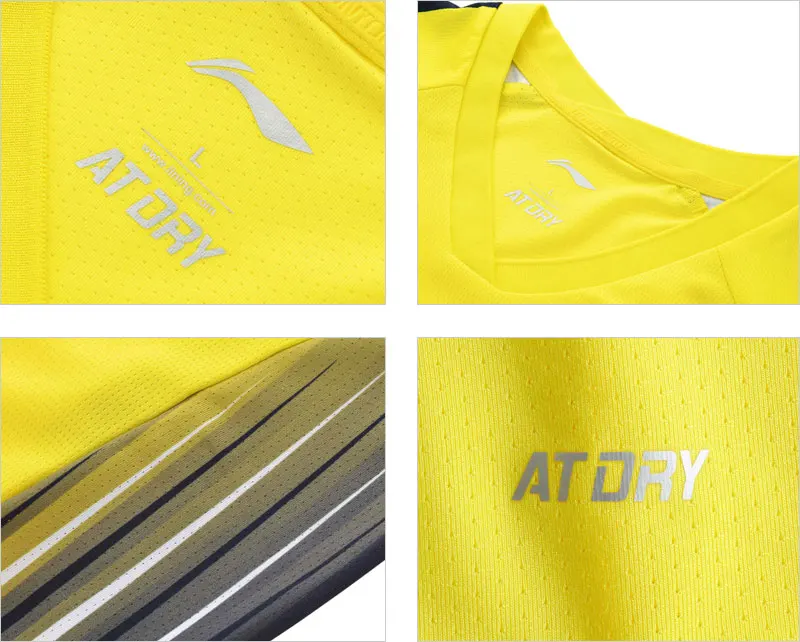Li-Ning мужские футболки для бадминтона, спонсора сборной, обычная посадка, полиэстер, дышащая подкладка, Спортивная футболка AAYN165 MTS2779