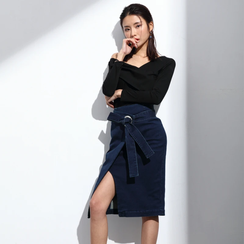 Также тонкая джинсовая юбка с разрезом спереди|wrap skirt|skirt skirtjeans skirt |