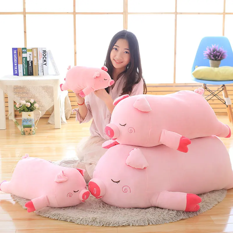 

40-100cm Bigger Size Cartoon Pink Pig Plush Toys Fat Pig Pillow Soft Cushion Chinese Zodiac Doll Birthday Gift Kid Baby