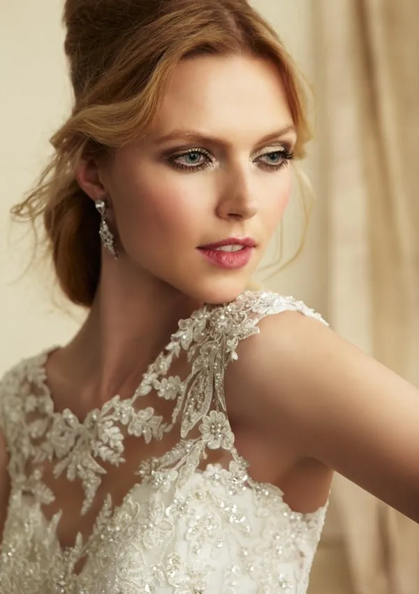 Hot Sale Bateau Neck Cap Sleeves Open Back Rhinestone Ivory Lace Mermaid Wedding Dresses Bridal Gowns | Свадьбы и торжества