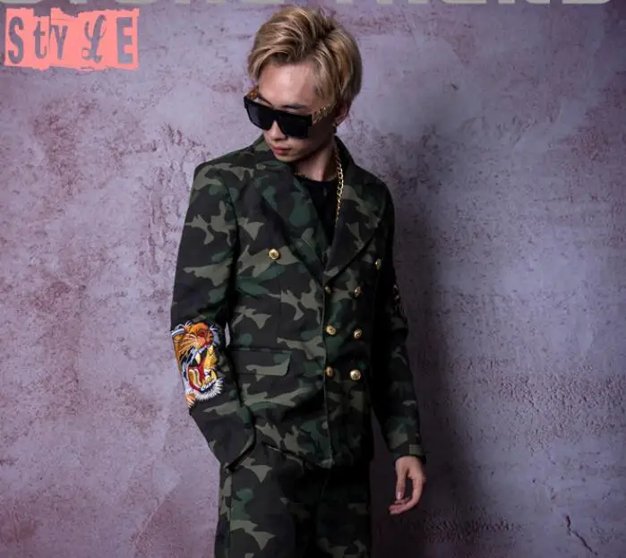 coat M-6XL! ночной клуб бар певец DSDJ большое шоу Подиум GD камуфляж Подиум шоу костюм парикмахер бар костюм - Цвет: coat