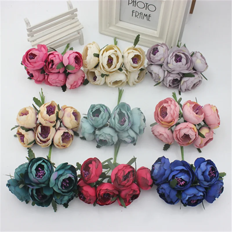 Искусственные цветы 6 шт./лот 4 5 см искусственные маленькие шелковые тканевые