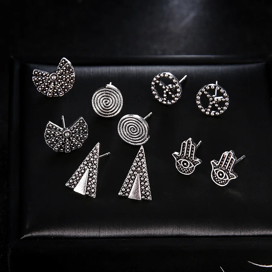 RAVINOUR Pendientes Mujer Moda панковские серьги-гвоздики набор Этнические геометрические