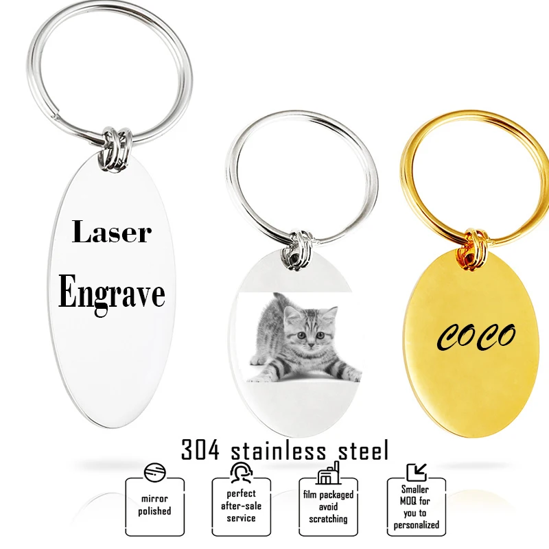 Индивидуальные фото гравировки Dog Tag брелки нержавеющая сталь в форме сердца Keepsake
