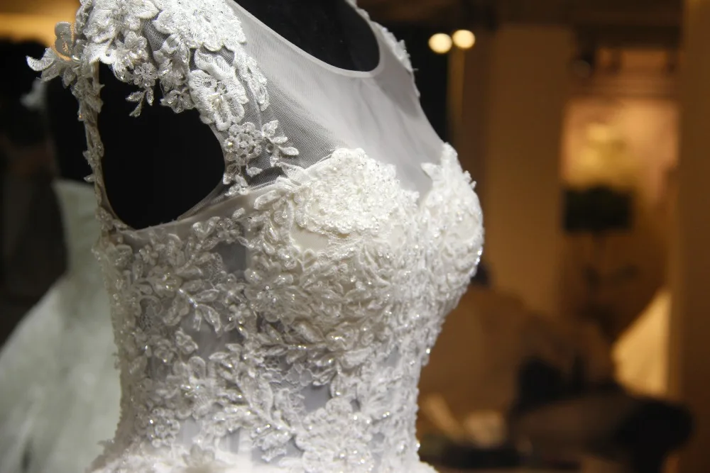 Vestido de noiva длинное свадебное платье 2018 с длинным рукавом аппликацией фатиновое
