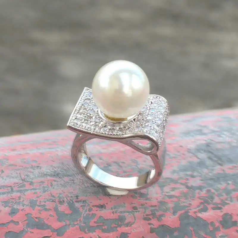 Женские жемчужные кольца CSJ круглый искусственный белый корпус большие для