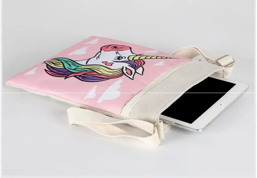 Холщовая мини-сумка-мессенджер с единорогом лошадью школьная сумка мультяшная