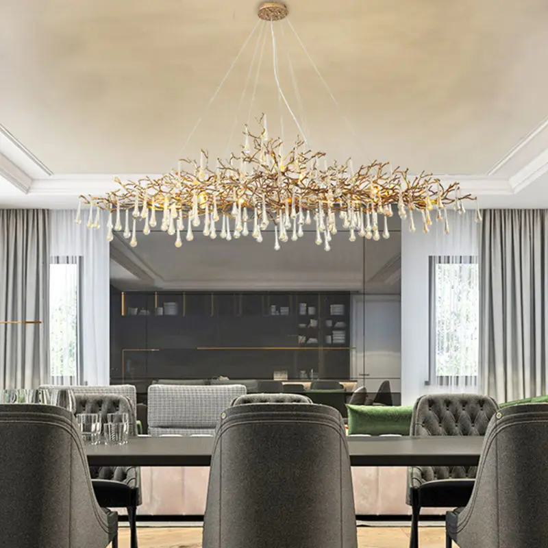 Новое поступление медные цветные люстры освещение капли воды lustre de cristal салон медные avize салон люстры потолочные