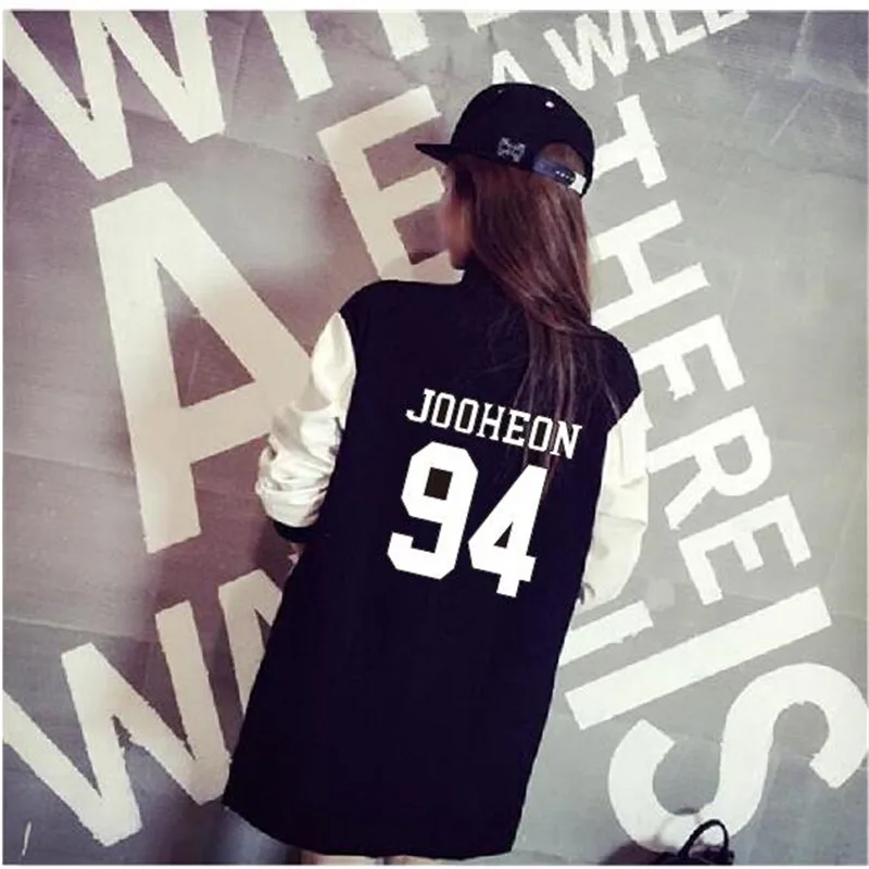 MONSTA X kpop 2018 new Thicken baseball uniform jacket hoodie k-pop Long sleeve section Autumn winter Sweatshirt Costume garment | Женская