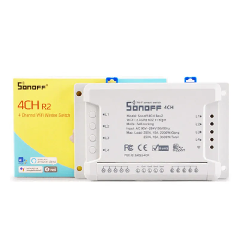 Оригинальный Смарт переключатель Sonoff 4ch R2 4 канала без 433 МГц 2 ГГц Wi Fi с пультом