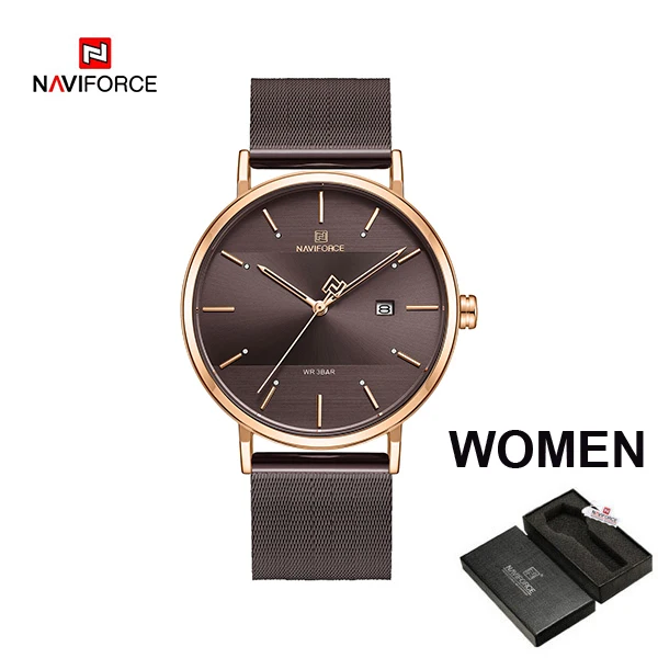RGCE-WOMEN BOX Couple watch NAVIFORCE Men Casual Dress Luxury Women Quartz Wristwatch Clock For Male Female waterproof Sport Lovers Watch - Цвет: RGCE-WOMEN BOX