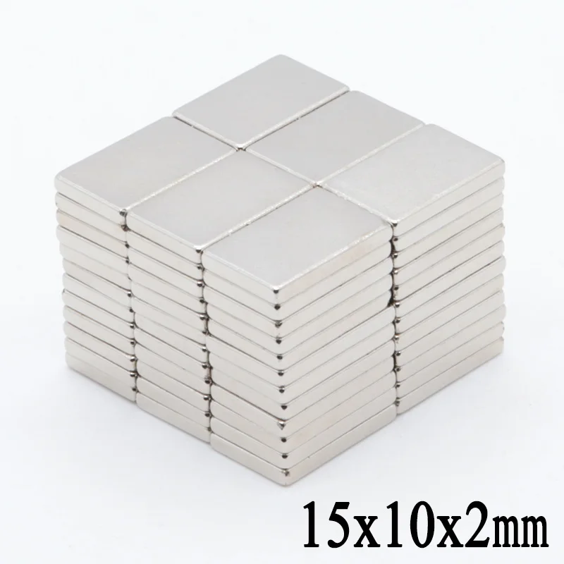50pcs 15mm x 10mm 2mm N35 Small Super Strong Cuboid Rare Earth Neodymium Magnets 15x10x2 mm | Обустройство дома