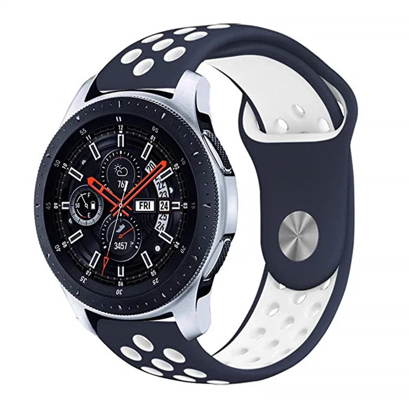 Midnight blue white Аксессуары ремешок для samsung gear S3 ремень S3 Frontier/классический браслет сменный ремешок 22 мм мягкий силиконовый спортивный ремешок - Цвет ремешка: Midnight blue white