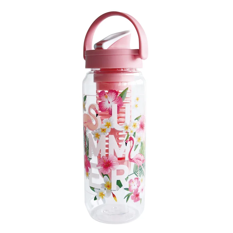 750ml pink Sugan Life Фламинго бутылка для воды 500 мл пластиковая бутылка для воды с заваркой чая Спортивная бутылка для питьевой воды посуда для напитков - Цвет: 750ml pink