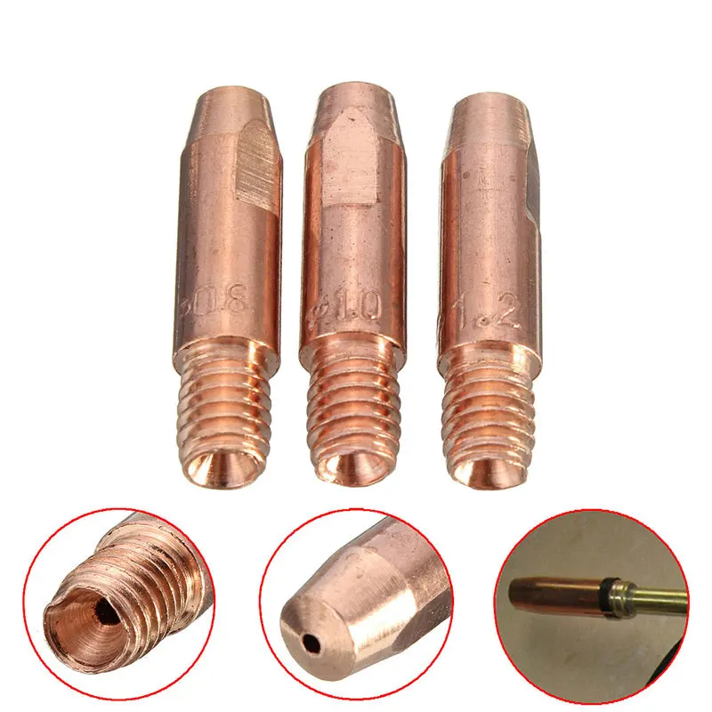 JimBon 10 шт. MB 24KD M6 типа для сварки MIG/MAG сварочный фонарь Контактный наконечник газовой форсунке, 0,8/1,0/1,2 мм M6* 27 мм