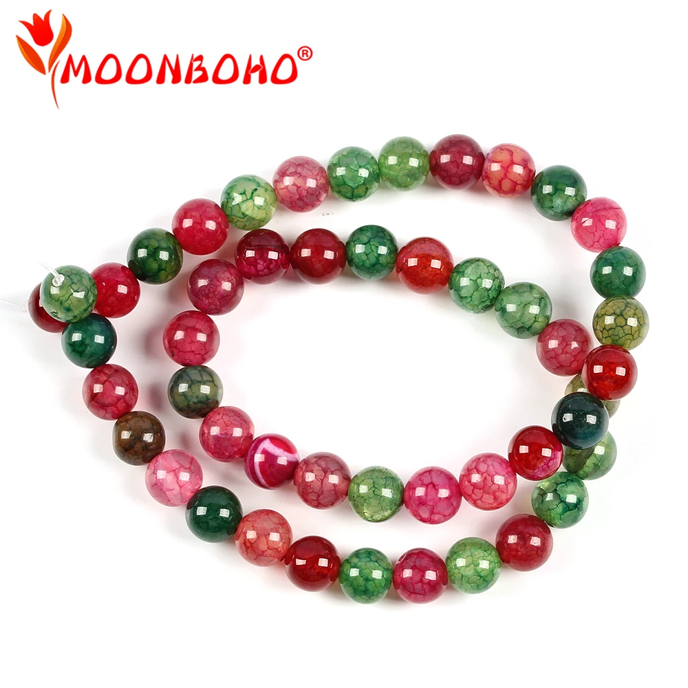 Круглые красные бусины MOONBOHO из натурального камня для рукоделия изготовления