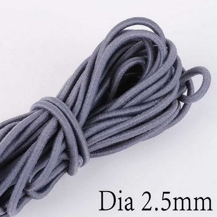 Dark Grey Высокое качество круглый эластичный канат многоцветный 2,5 мм эластичная лента отделка Лента швейная кружевная отделка спандекса поясная лента аксессуары для одежды - Цвет: Dark Grey