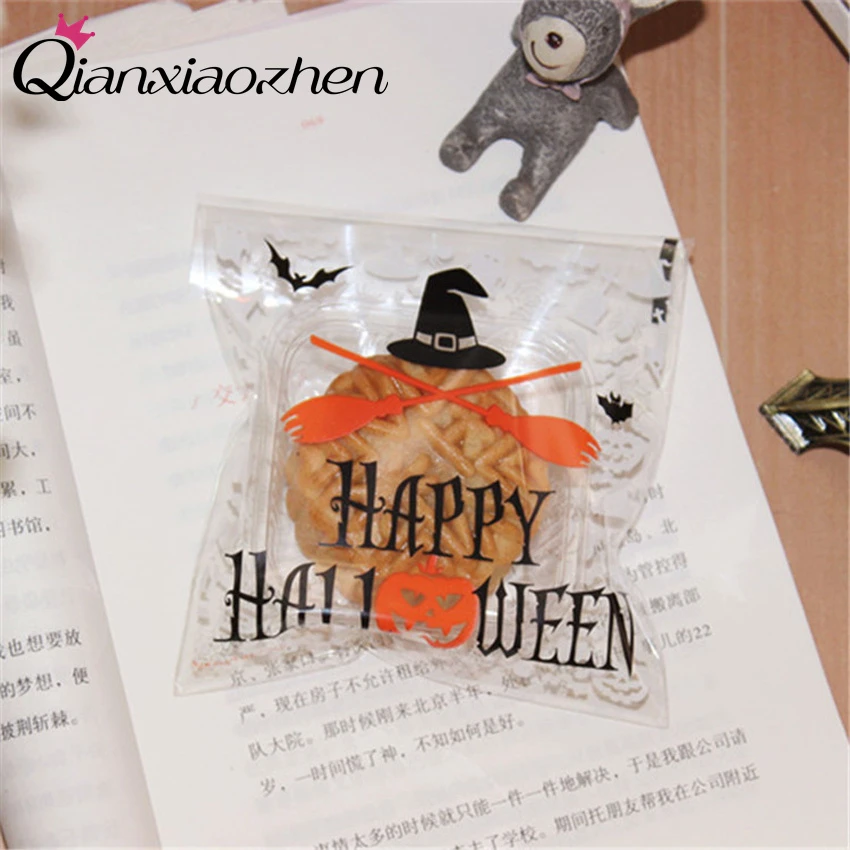 

Qianxiaozhen 100pcs Plastic Ziplock Bag Candy Bag Festive Party Decorations Gift Bag Halloween Supplies Halloween Decoration