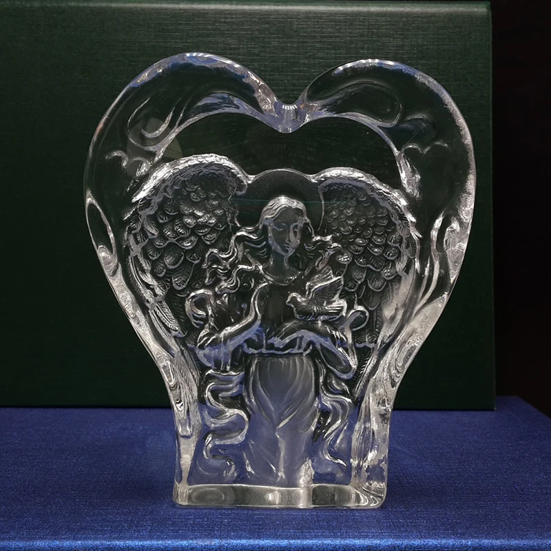 Красивые хрустальные фигурки ангелов в форме сердца стеклянные подарки на день