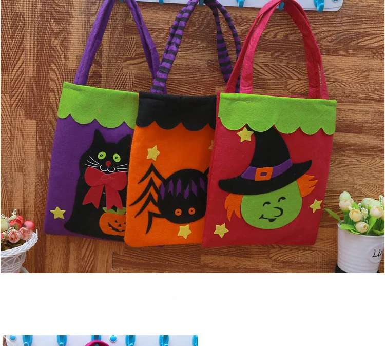 100pcs/lot China factory for promotion multi styles fashionable felt children kids halloween trick or treat bag a gift | Дом и сад