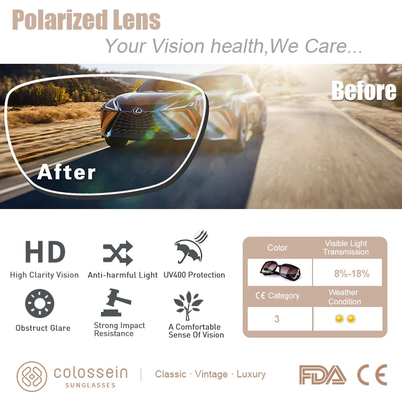 COLOSSEIN MSTAR солнцезащитные очки для Женщин поляризованные новые модные солнцезащитные очки роскошные постепенный свет мягкие классические очки UV400
