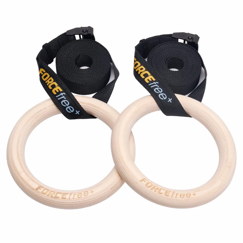 Forcefree+ деревянные гимнастические кольца, Олимпийские кольца для спортзала, w/ремни, оборудование для спортзала для дома, тренажерного зала, тренировки, фитнес-подтягивания и провалы