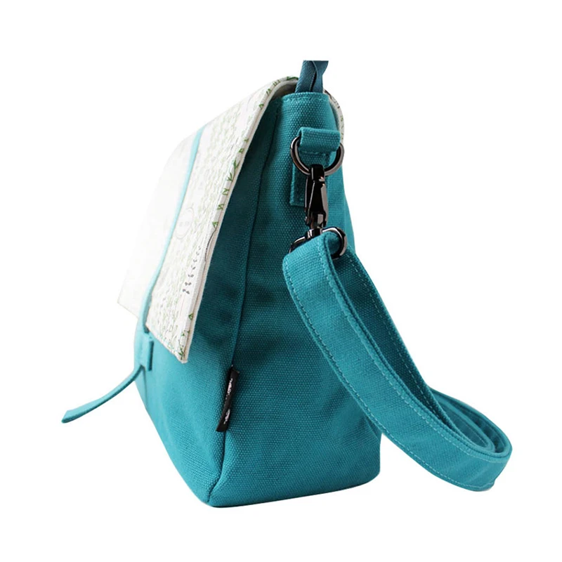 Женская холщовая сумка мессенджер с цветочным принтом модная через плечо для