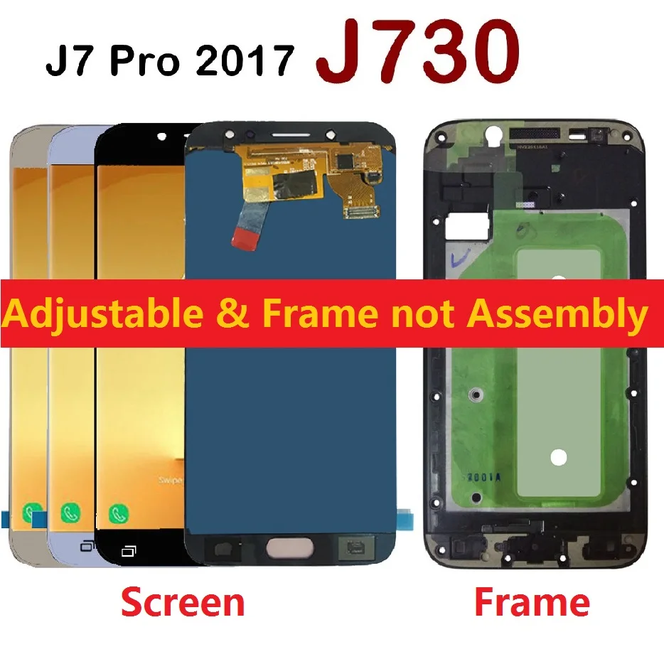 Регулируемая яркость для samsung Galaxy J7 Pro J730F J730FN J730M J730F/DS ЖК-дисплей сенсорный экран дигитайзер сенсорная рамка