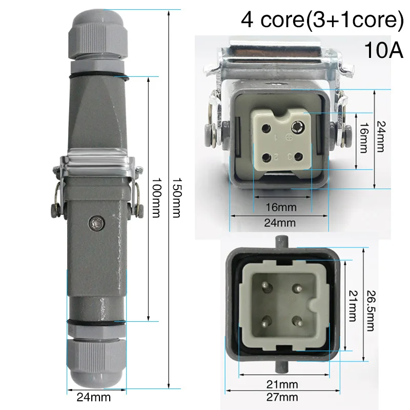 

Heavy duty connector 4 core (3+1)5 core (4 +1)6 core (5+1)8 core (7+1) -5gas plug 250V - cable butt waterproof.