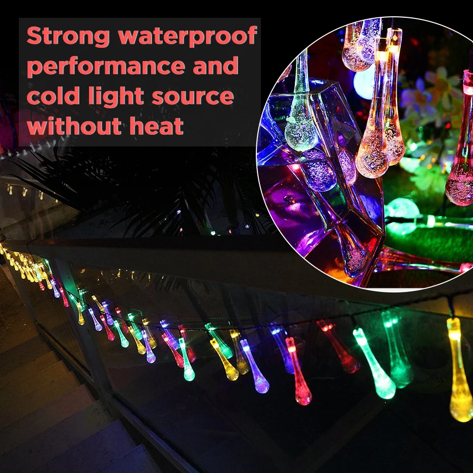 Светодиодная уличная гирлянсветильник на солнечной батарее Водонепроницаемая