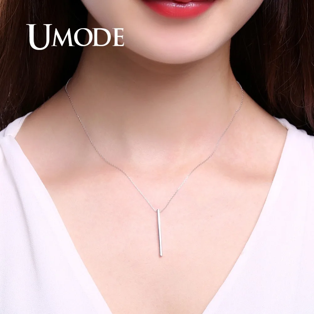 UMODE простое геометрическое 925 пробы Серебряное ожерелье с подвеской для женщин женские длинные массивные ювелирные изделия корейские аксессуары ULN0192