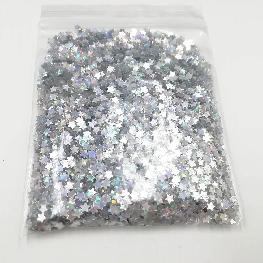 A 10g/bag Silver Gold Holographic Glitter 3mm Micro Star/Butterfly Shape MIX Acrylic Laser Glitter For Nail Art Decorations YXL035 - Цвет: A