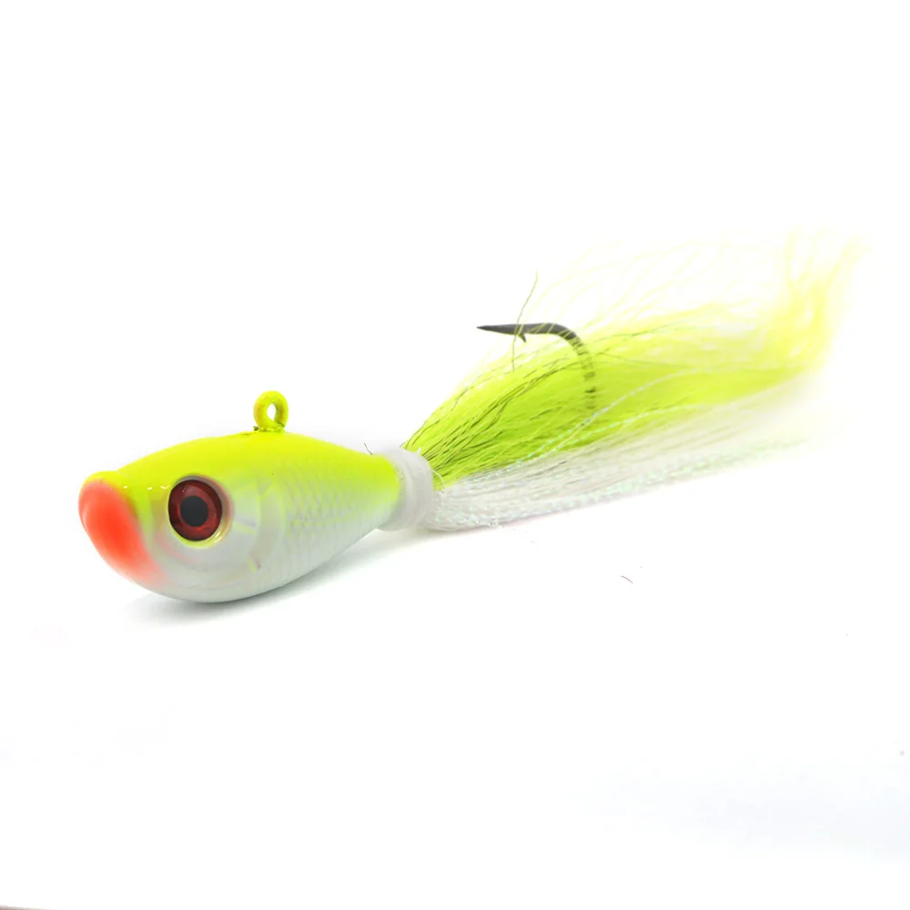 green 7 г, 15 г, 28 г, 42 г, 56 г, 6 цветов, bucktail jigs 3D eyes, светящиеся приманки для рыбной ловли в соленой воде - Color: green