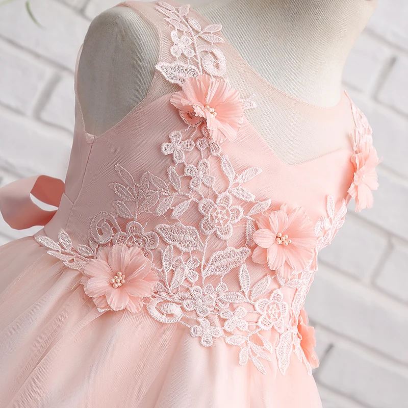 Новое поступление платья с объемным цветком для девочек 2017 детское платье