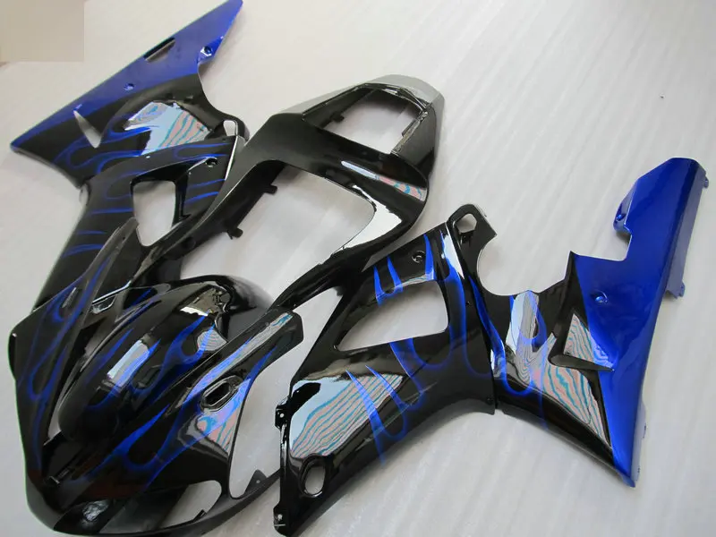 Топовый Комплект обтекателя мотоцикла для YAMAHA YZFR1 00 01 YZF R1 YZF1000 2000 2001 ABS Blue flames black