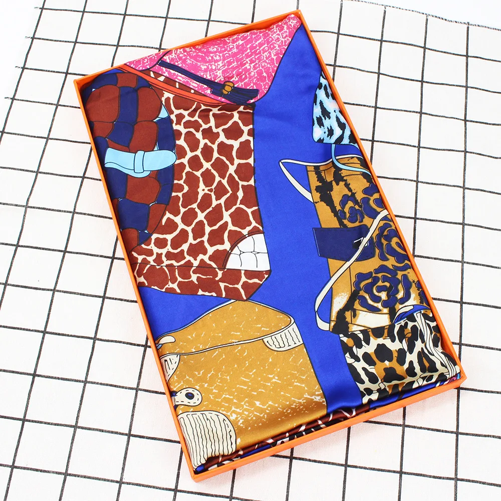 luxury brand printed scarves for women high quality real silk seaside tourist beach scarfs 140 cm echarpe femme hiver | Аксессуары для