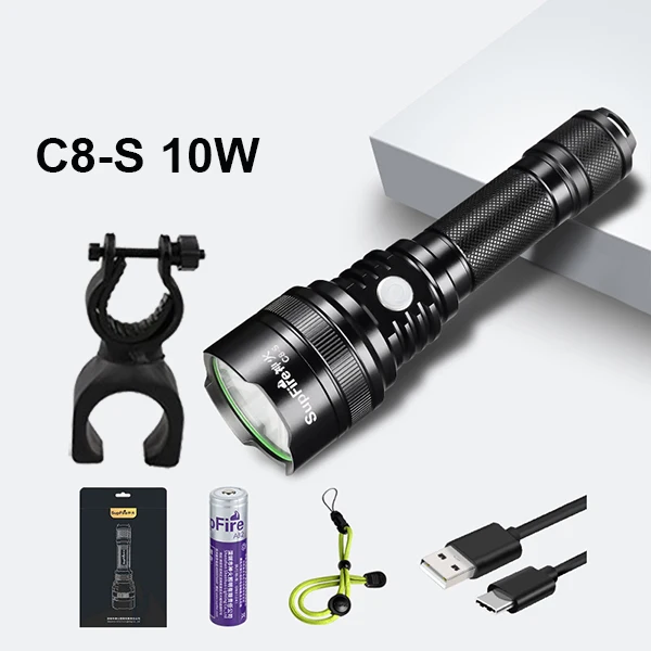 C8-S with Bracket Флэш-светильник светодиодный Linterna USB флэш-светильник Supfire C8-S ручной светильник Lanterna походная лампа для Sofirn Convoy C8 Fenix велосипедный светильник A025 - Цвет: C8-S with Bracket