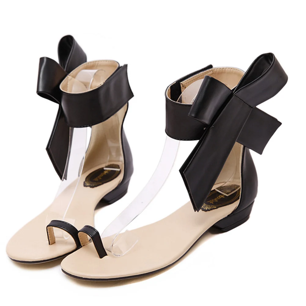 Женские босоножки модные бантом Туфли без каблуков Летние женские туфли 2018 новая