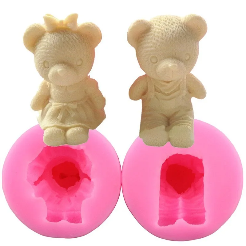 3D Симпатичные Медвежонок мальчик девочка свечи силиконовые формы смолы глина