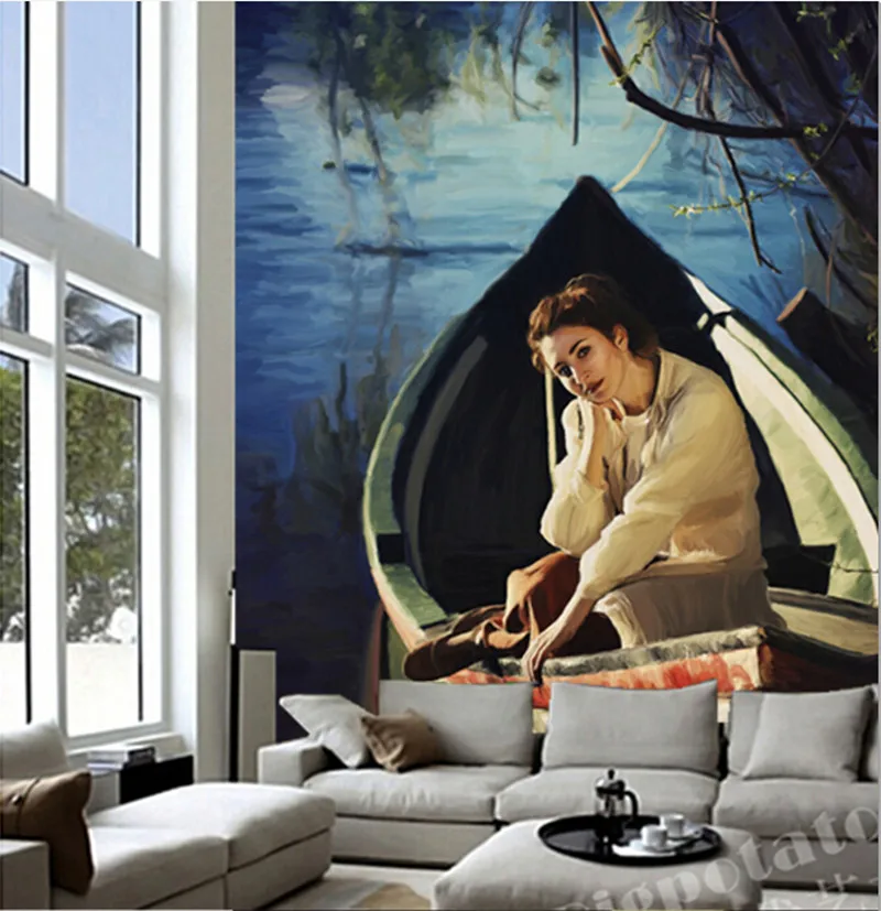 

The custom 3D murals,3D Beautiful painting, beauty in the boat papel de parede ,living room sofa TV wall bedroom wall paper