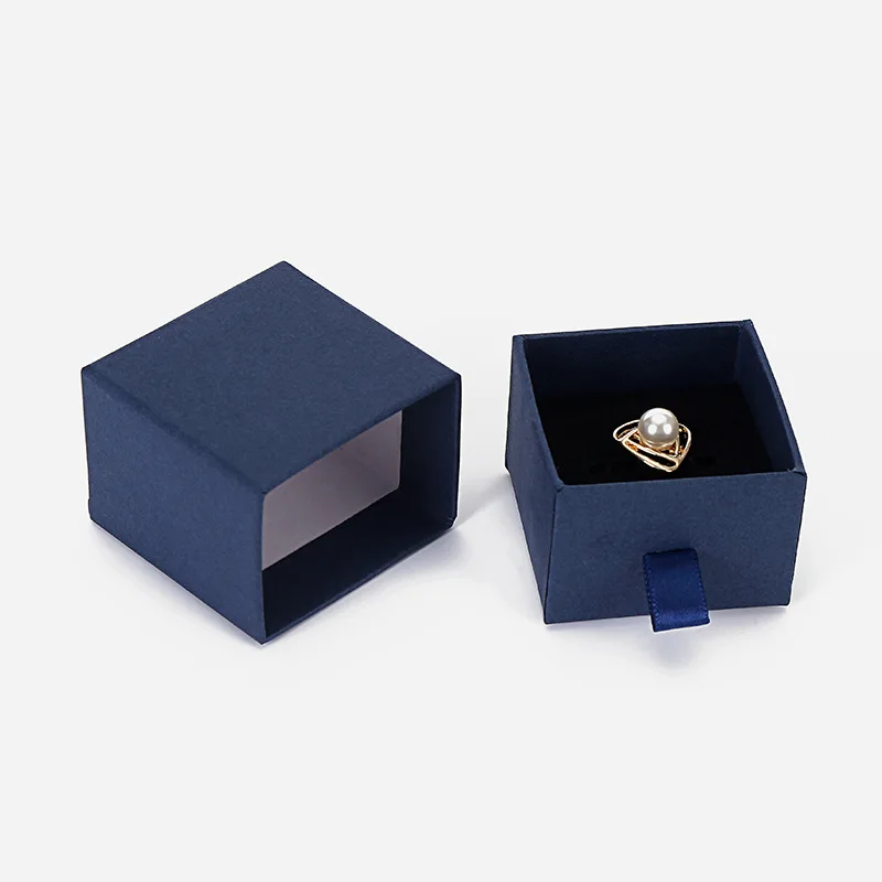 Royal Blue 5x5x3.8cm Черная коробка для ювелирных изделий из крафт-бумаги с губчатым ящиком для сережек, колец, ожерелья, браслетов, белая бумажная подарочная упаковка для ювелирных изделий - Цвет: Royal Blue 5x5x3.8cm