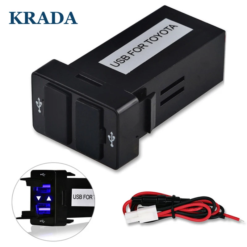 Krada автомобильный aux usb адаптер 12 В до 5 пост Зарядное устройство для toyota alfa romeo Corolla