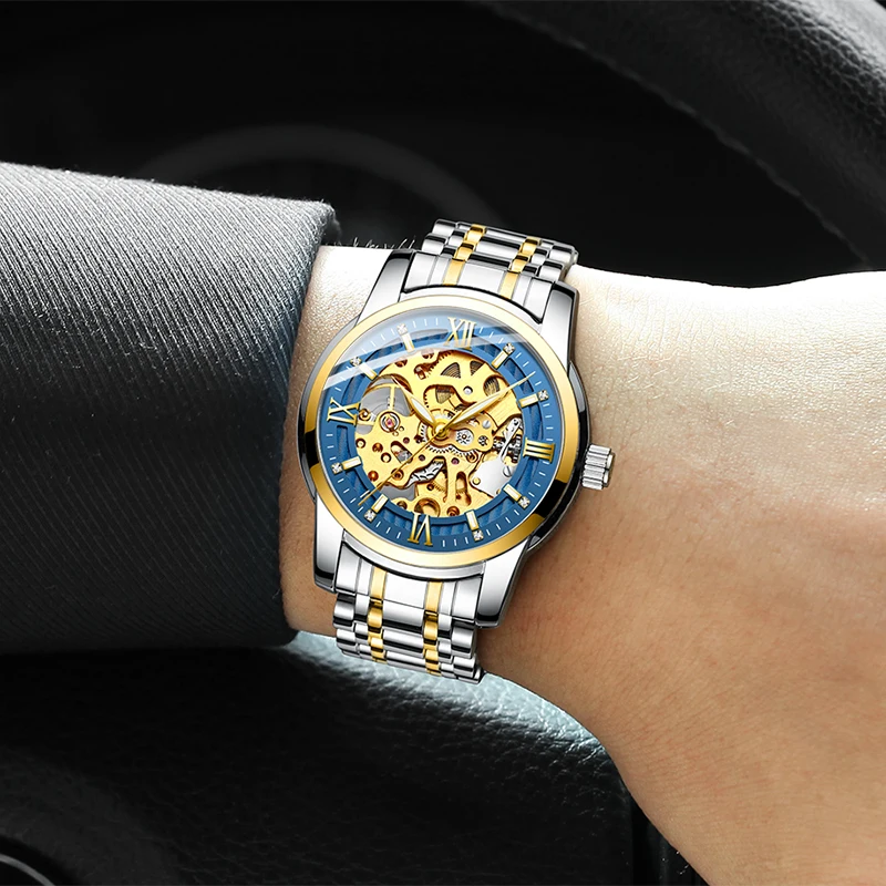 

HAIQIN Luxury Brand Mens Watch Steel Automatic Mechanical Watch Men Business Male Wirstwatch Waterproof Clock Relogio Masculino
