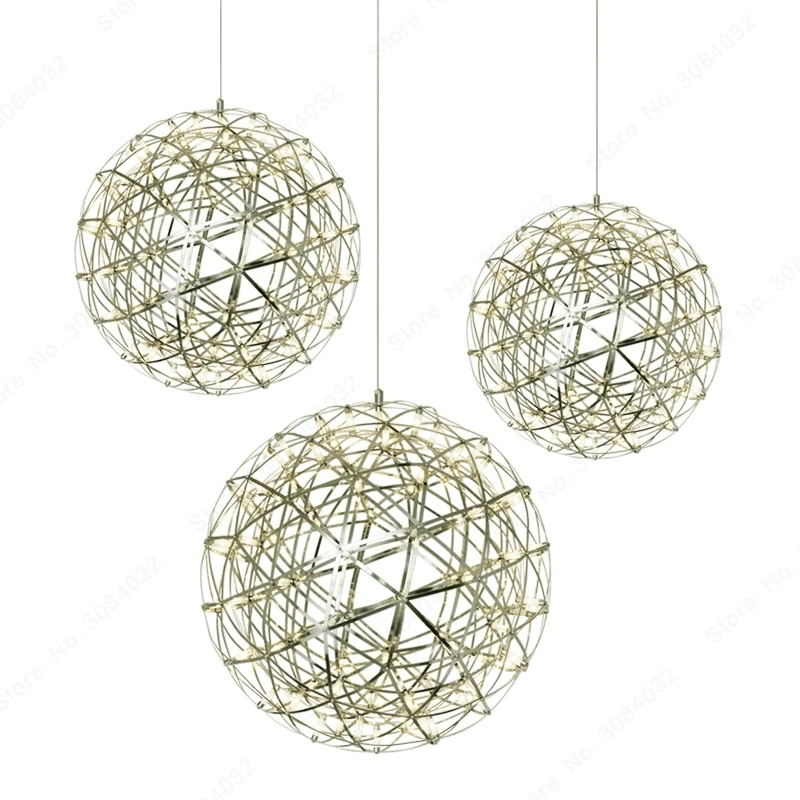 BDBQBL Spark Ball LED Pendant Lamp Stainless Steel Firework Light Modern Brief Restaurant Hotel Lighting Hanglamp | Освещение