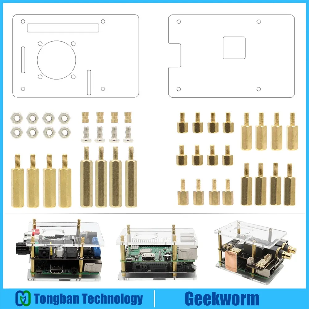Универсальный Корпус для шляпы Raspberry Pi + противоударные зажимы винты гайки набор